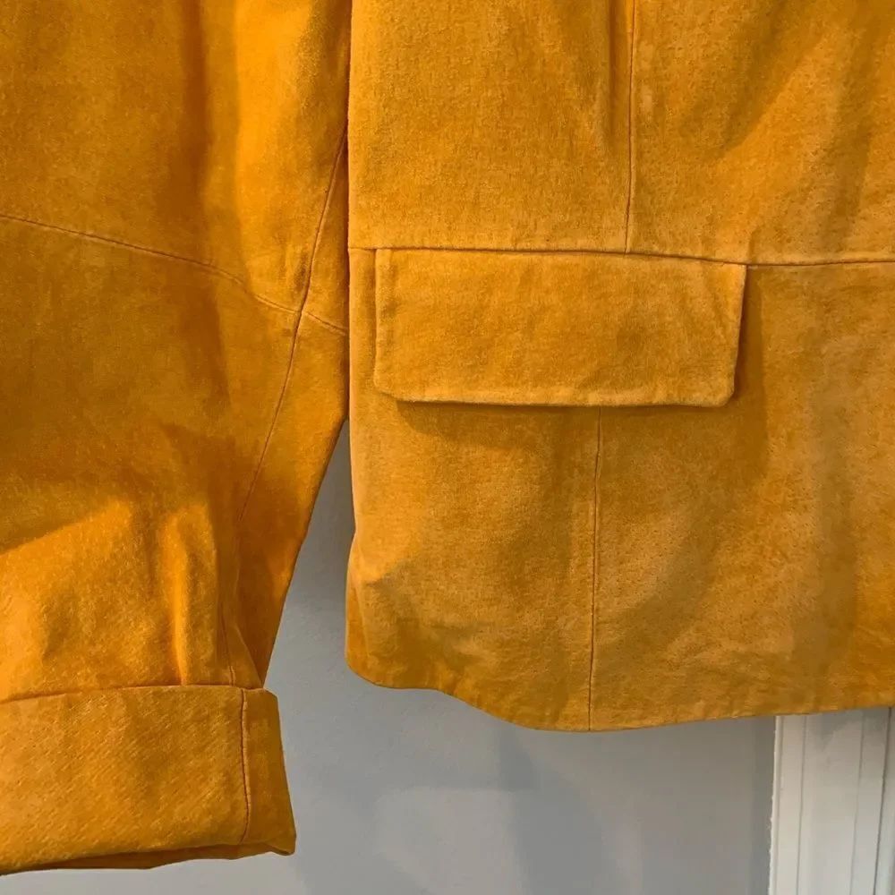 Pamela McCoy Mustard Suede Fringe Jacket L NWT - Picture 2 of 3